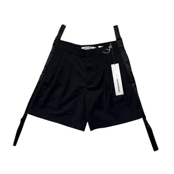 tailored wool silk slit shorts